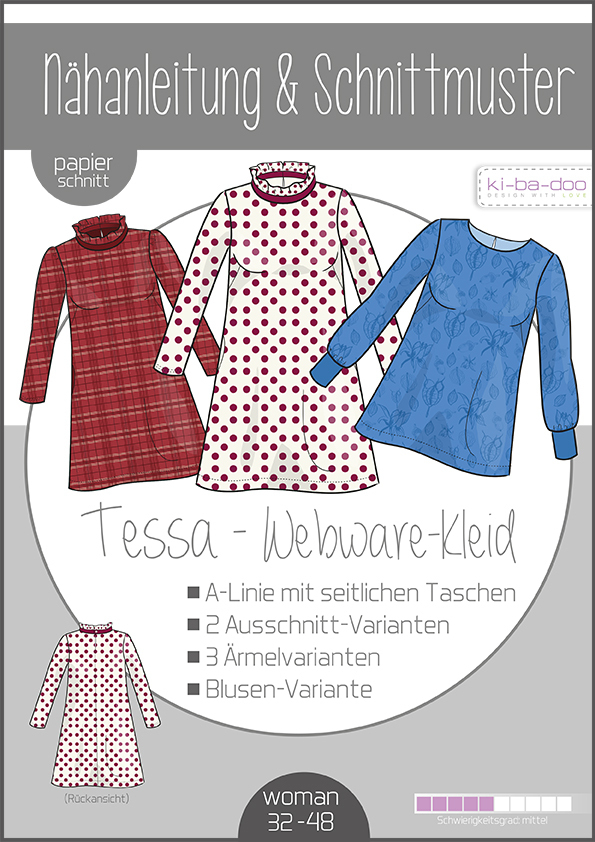 KI-BA-DOO Tessa Kleid Bluse Tunika Damen Papierschnittmuster