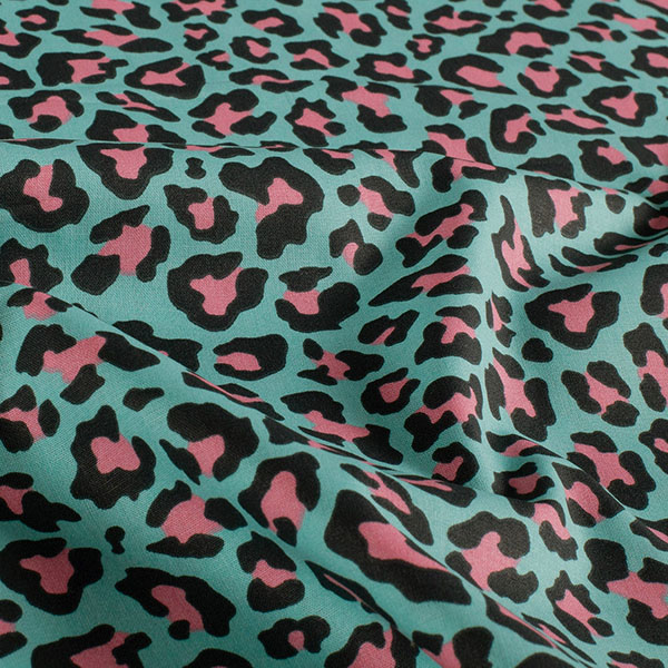 Baumwollpopeline „Pink Panther“ in Aqua