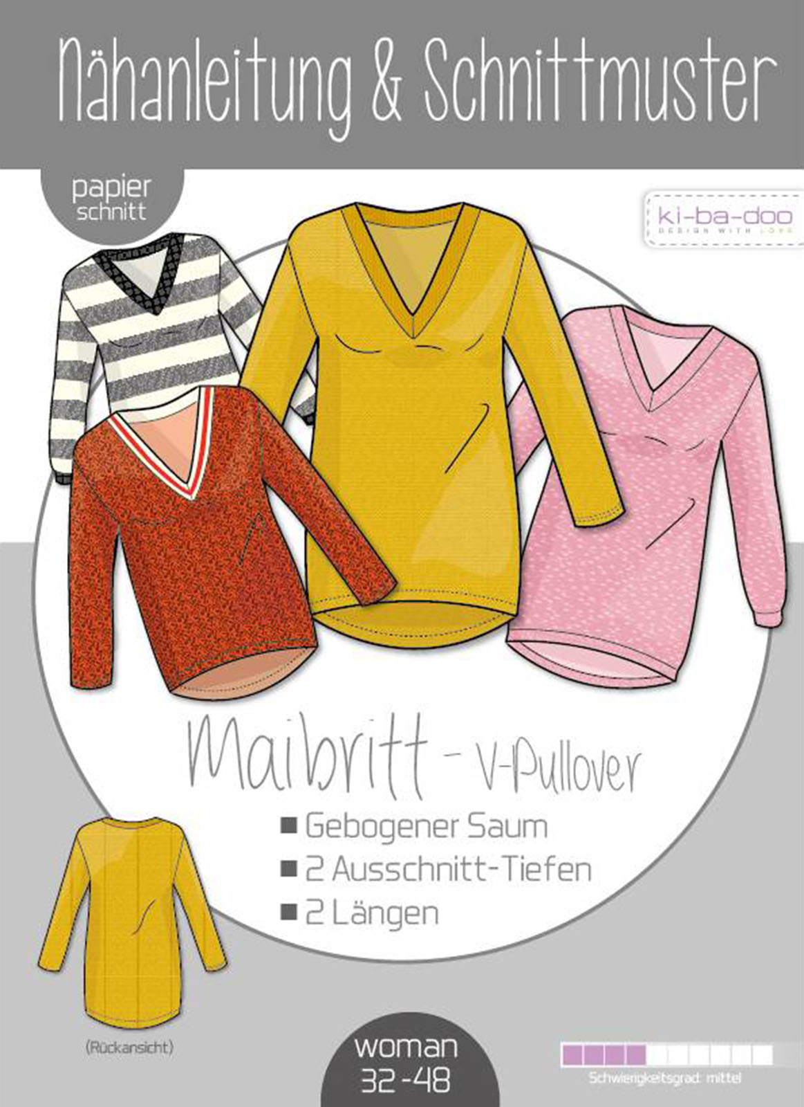 KI-BA-DOO Maibritt V-Pullover Damen Papierschnittmuster