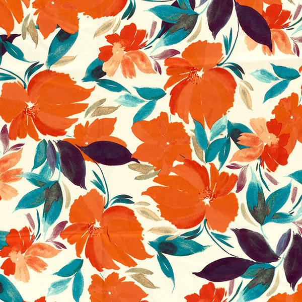Satin Duchesse „Blumen“ in Orange