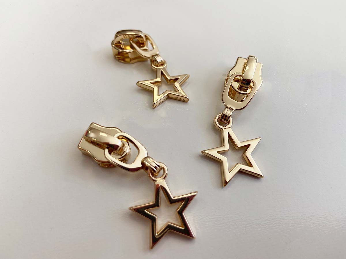 Zipper für Reißverschlüsse - Stern/gold