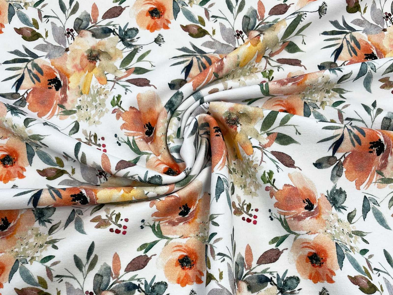 French Terry - Blüten - weiß