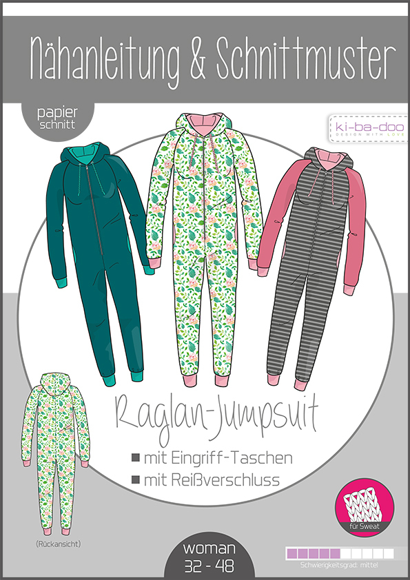 KI-BA-DOO Raglan Jumpsuit Damen Papierschnittmuster
