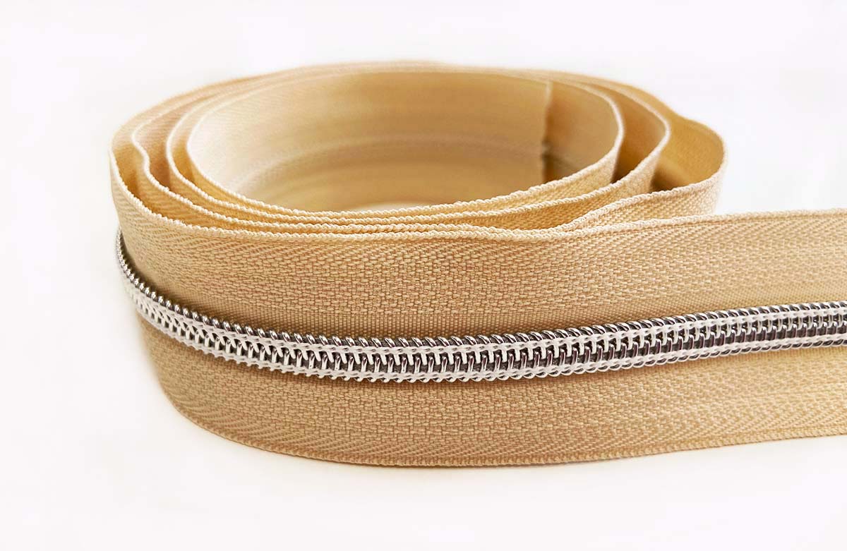 Reißverschluss in beige/silber - 1m - endlos    