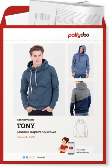 PattyDoo Tony Kapuzenpullover Herren Papierschnittmuster