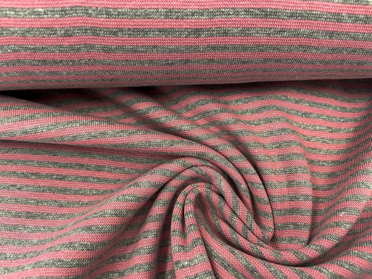 Bündchen - rosa/grau gestreift