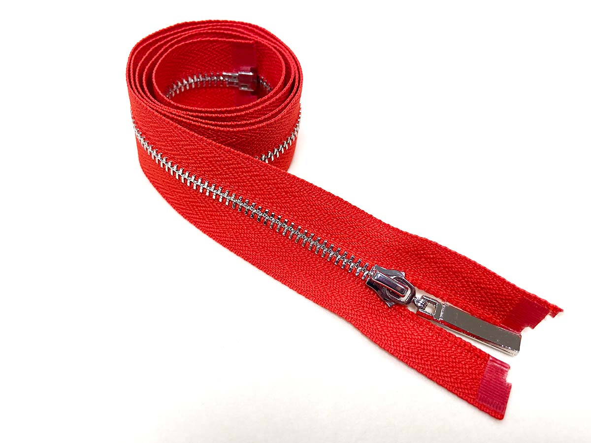 Reißverschluss in rot/silber - teilbar     