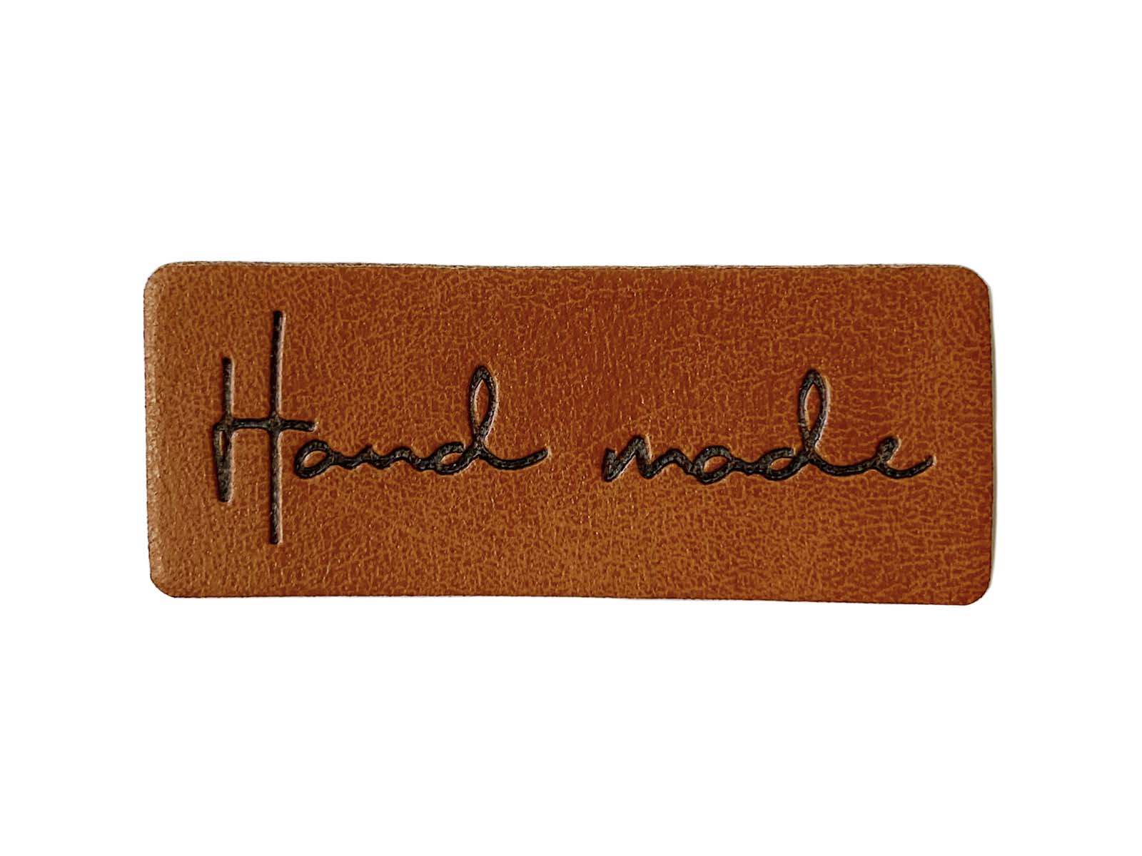 Label aus Kunstleder - "Hand made" in braun
