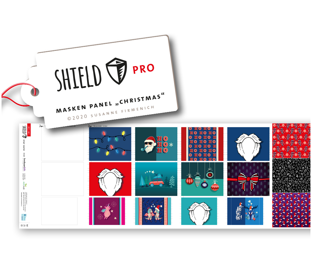 Shield Pro - Shield Panel Christmas eckig von Hamburger Liebe & Albstoffe - antimikrobiell für Atem-und Mundmasken!
