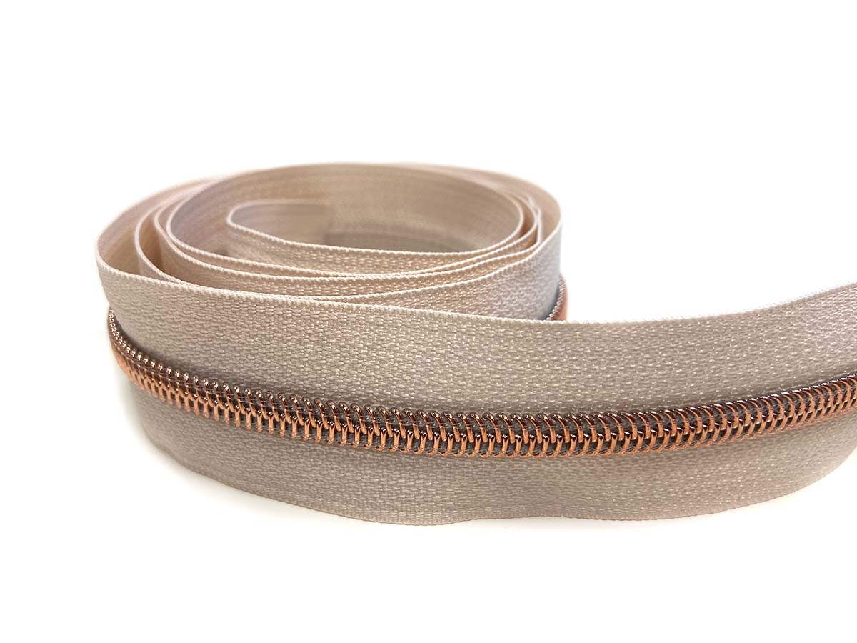 Reißverschluss in creme/rosègold - 1m - endlos   