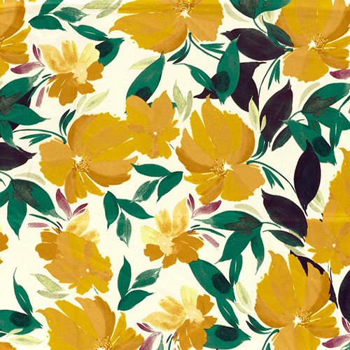 Satin Duchesse „Blumen“ in Gelb
