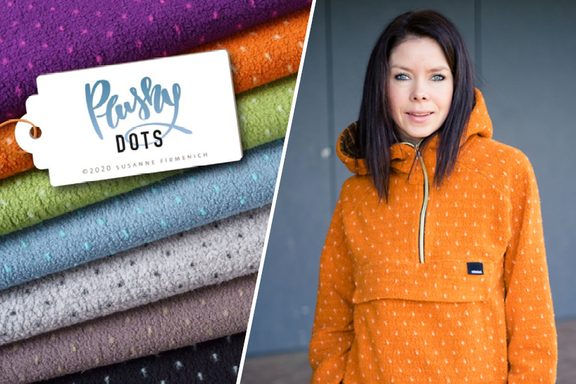 Plushy Dots Teddystoff von Hamburger Liebe und Albstoffe in orange