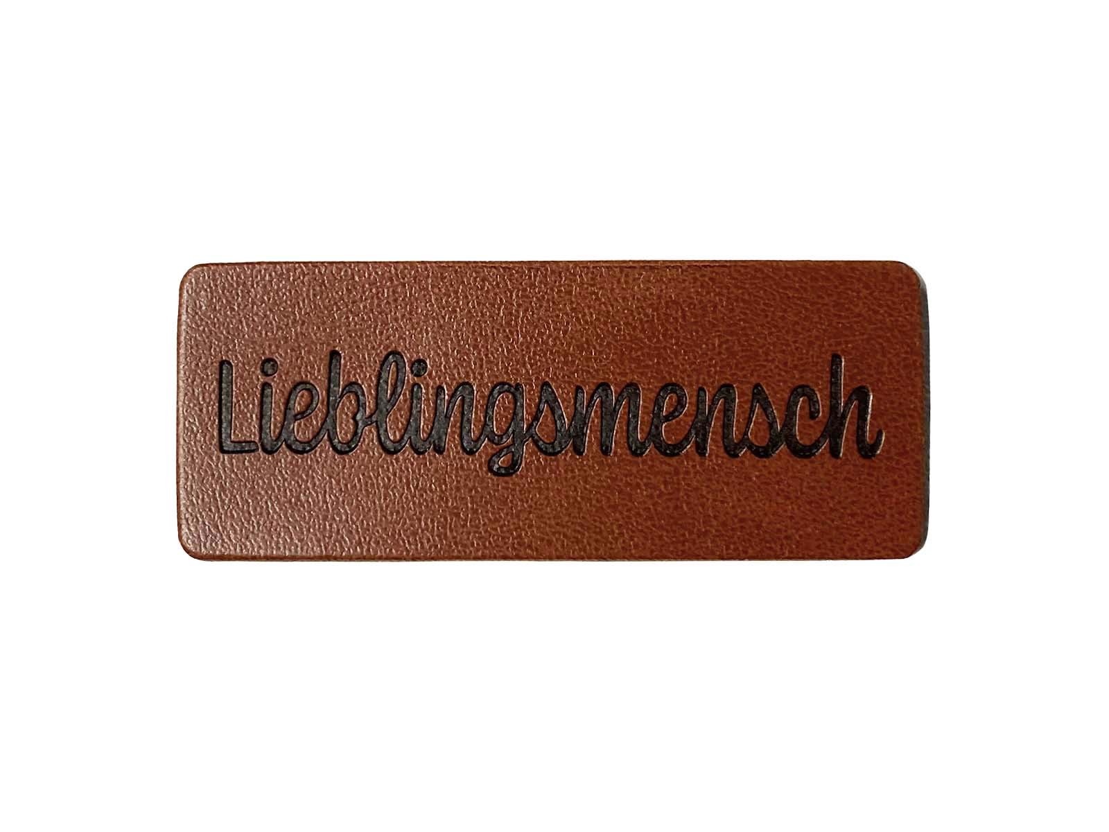 Label aus Kunstleder - "Lieblingsmensch" in dunkelbraun