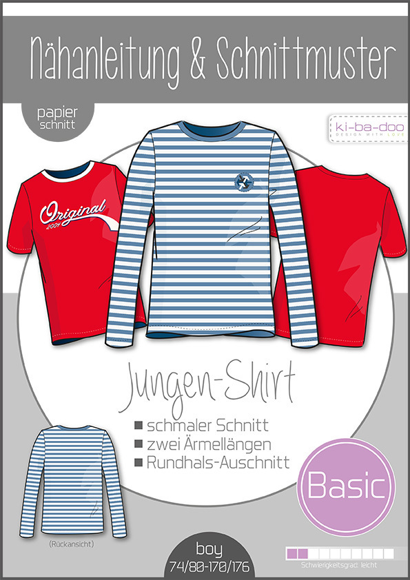 KI-BA-DOO Basic Shirt Jungen Papierschnittmuster