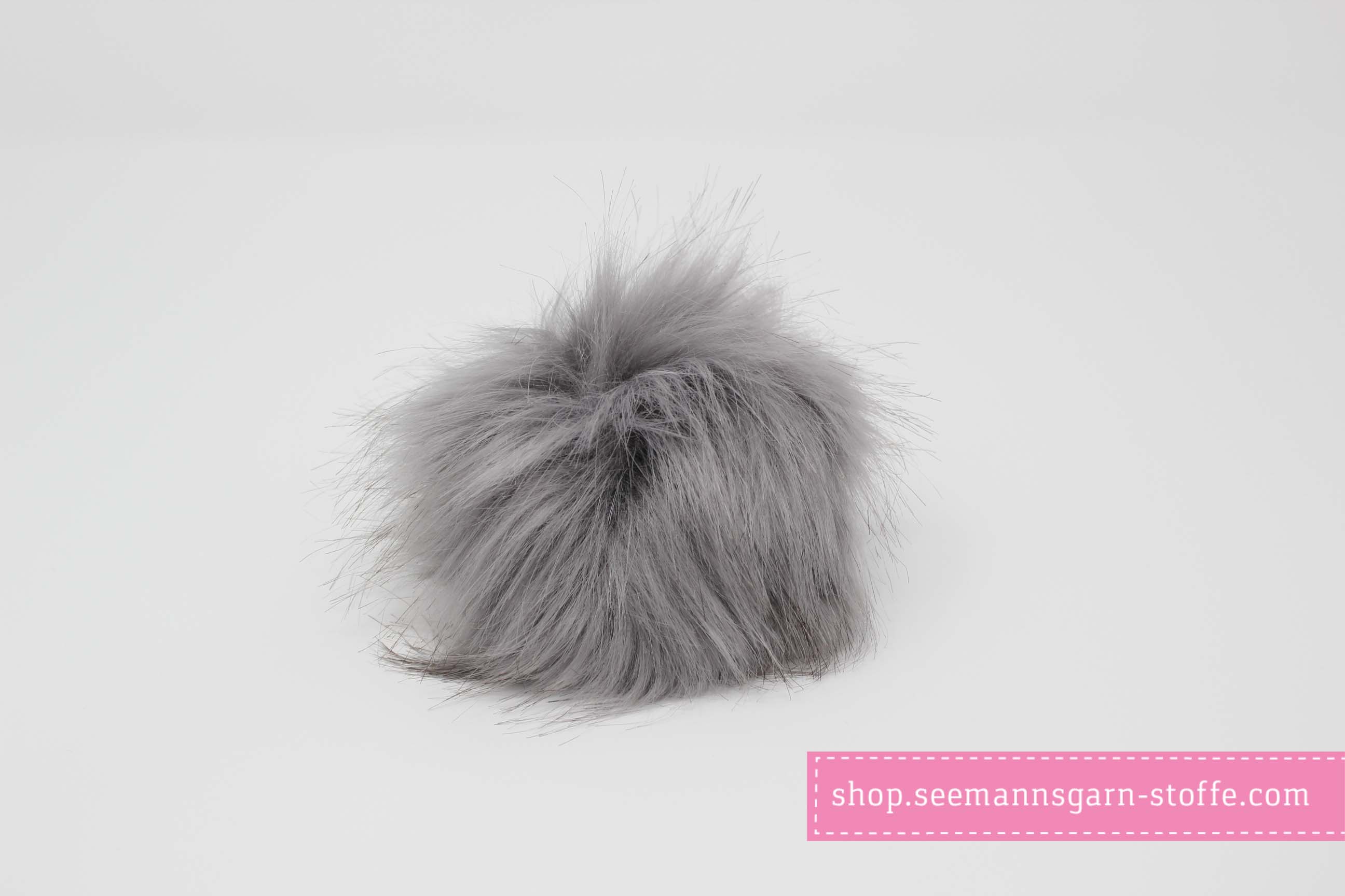 Pompom - grau 12 mm mit Druckknopf