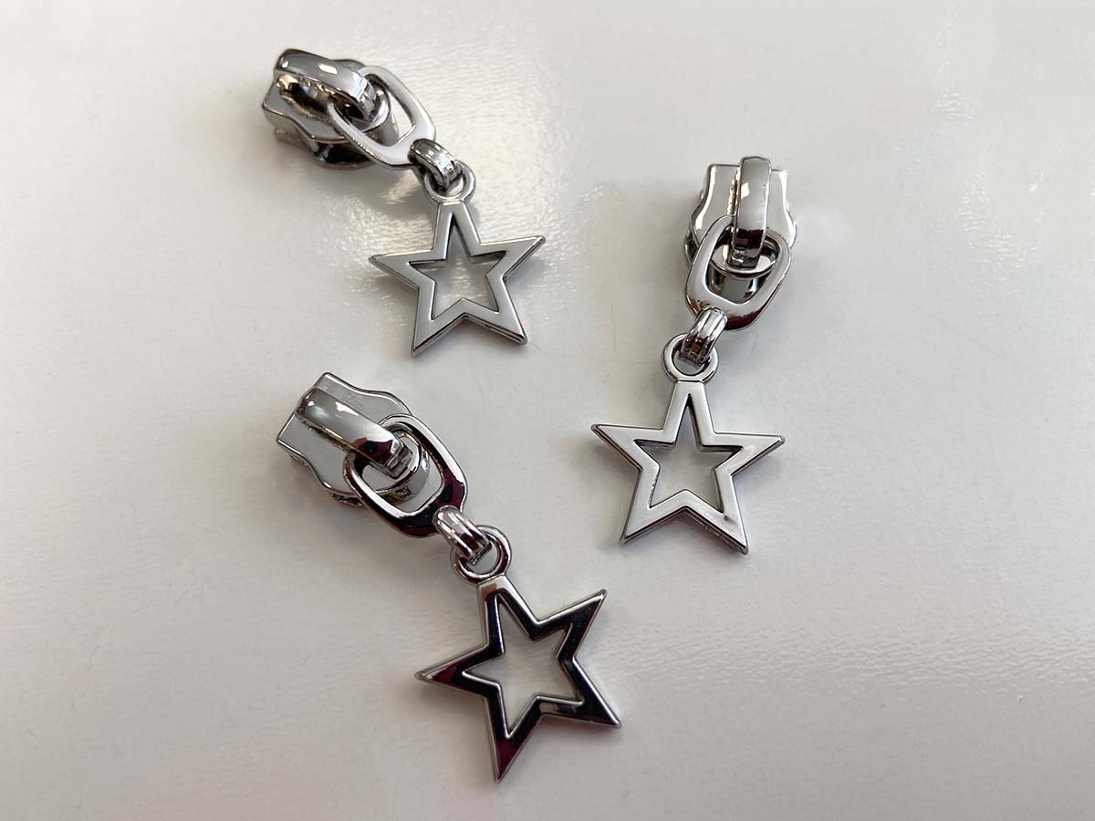 Zipper für Reißverschlüsse - Stern/silber