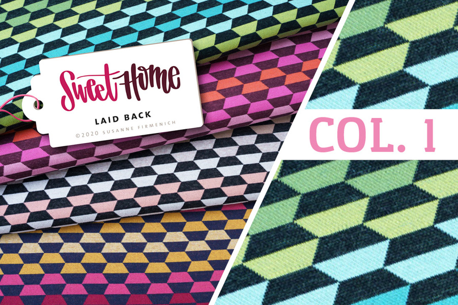 Bio-Jacquard-Jersey - SWEET HOME Laid Back Col. 1 (grün/blau) - HAMBURGER LIEBE & ALBSTOFFE