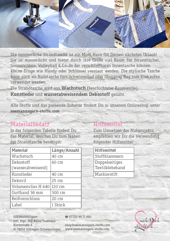 Strandtasche Nähanleitung SEEMANNSgarn