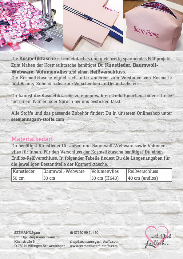 Kosmetiktasche Nähanleitung und Schnittmuster von SEEMANNSgarn