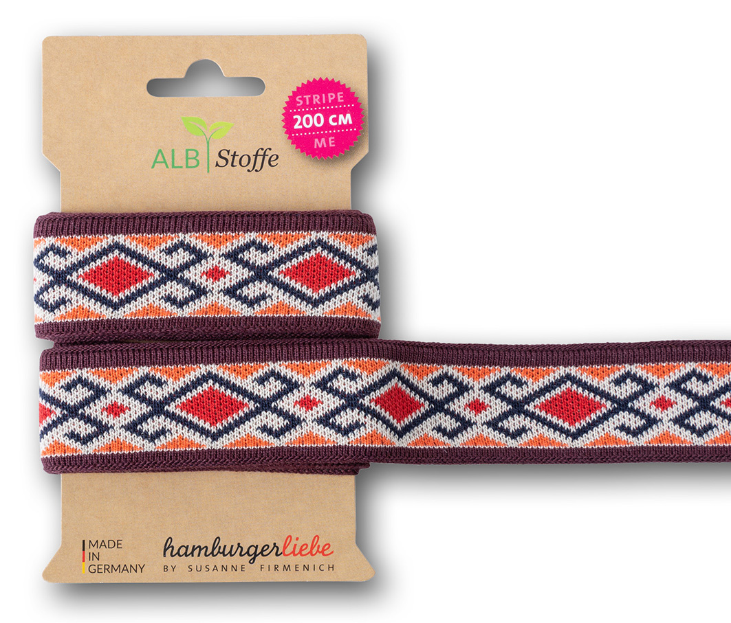 Jacquard-Band - STRIPE ME "Icon" in rot/orange 3,5 cm - HAMBURGER LIEBE & ALBSTOFFE