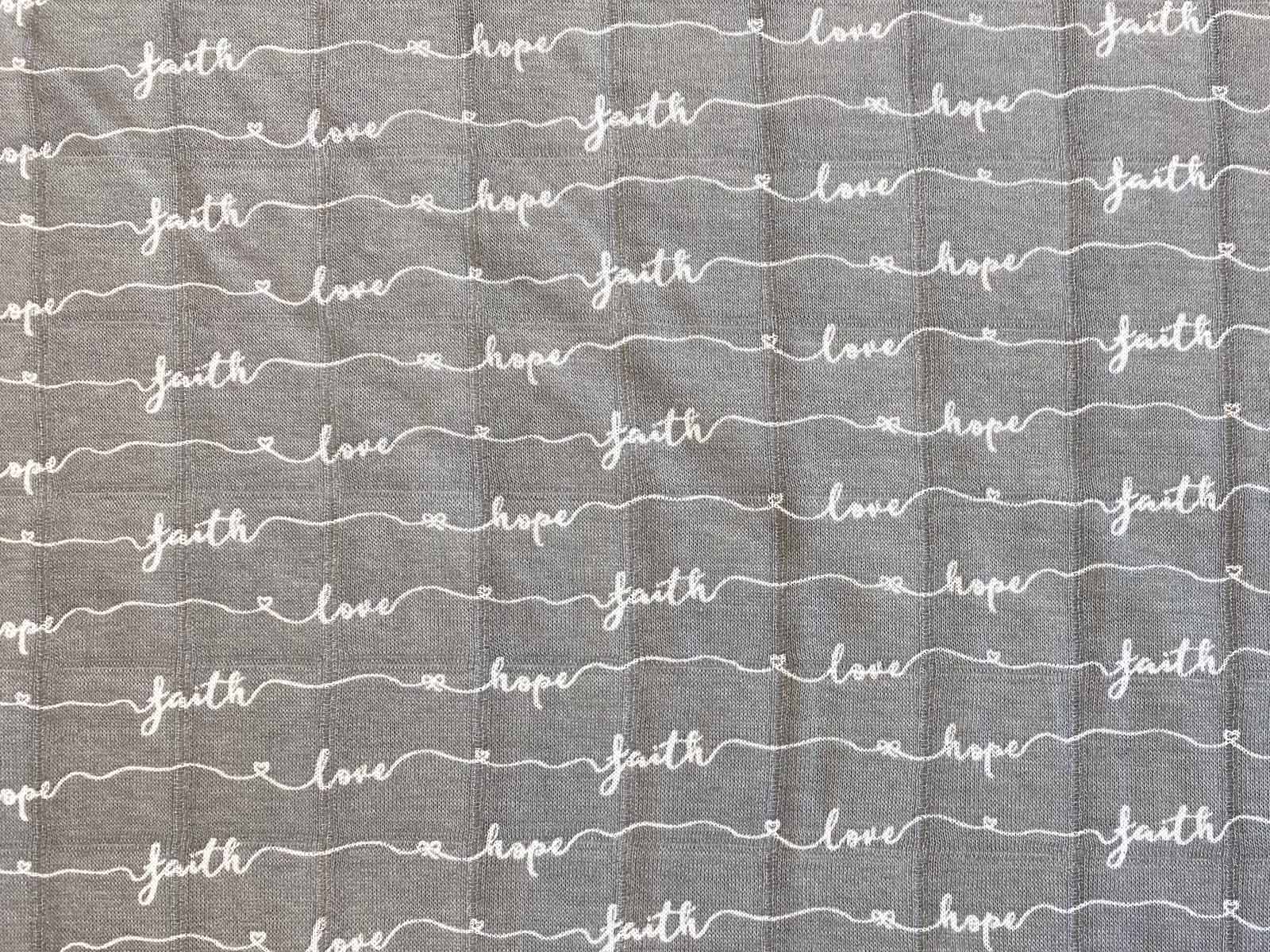 Musselin - faith hope love - grau