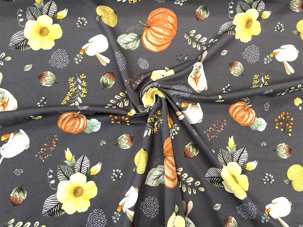 Jersey - Autumn Bunny anthrazit mit Hasen | Swafing