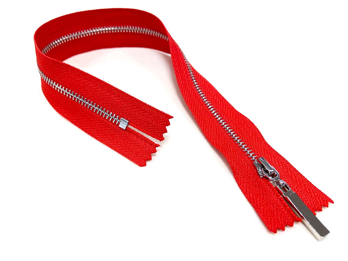 Reißverschluss in rot/silber - nicht teilbar 