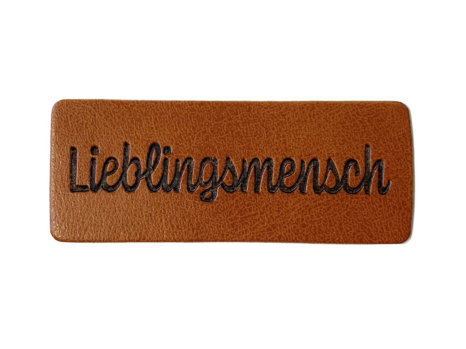 Label aus Kunstleder - "Lieblingsmensch" in braun 