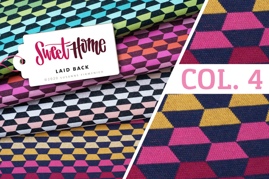 Bio-Jacquard-Jersey - SWEET HOME Laid Back Col. 4 (pink/gelb) - HAMBURGER LIEBE & ALBSTOFFE