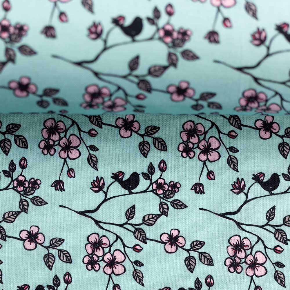 Webware Baumwolle - Valerie Papillon Blumen by Steinbeck - mint - Swafing