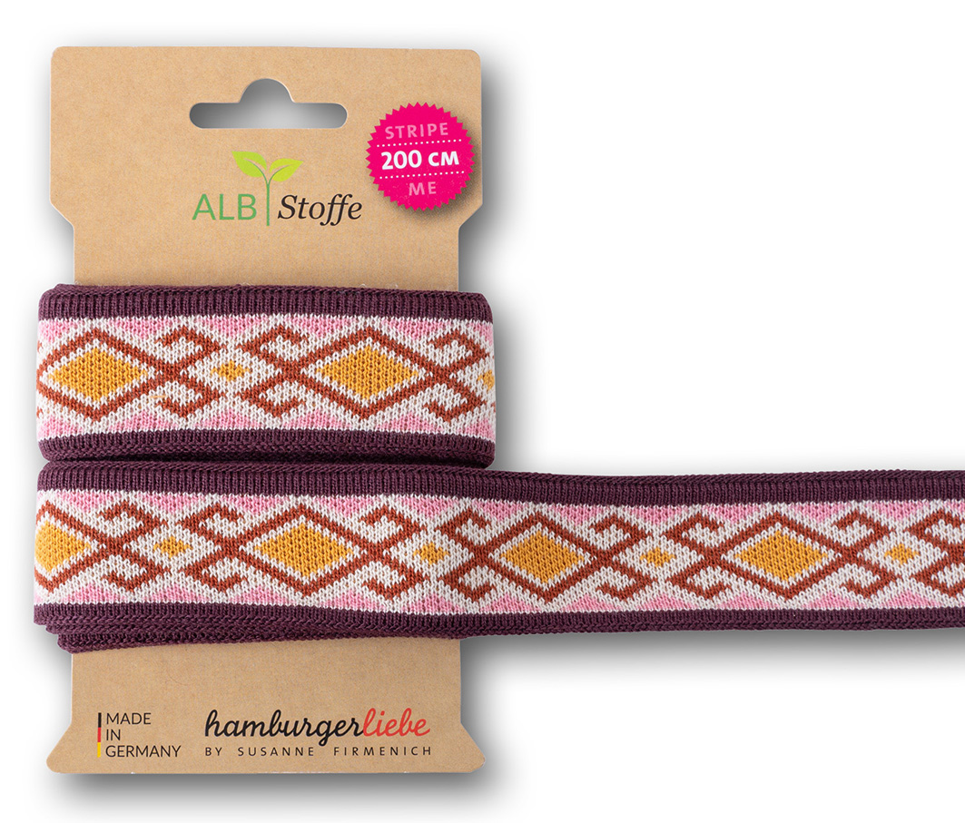 Jacquard-Band - STRIPE ME "Icon" in gelb/rosa 3,5 cm - HAMBURGER LIEBE & ALBSTOFFE