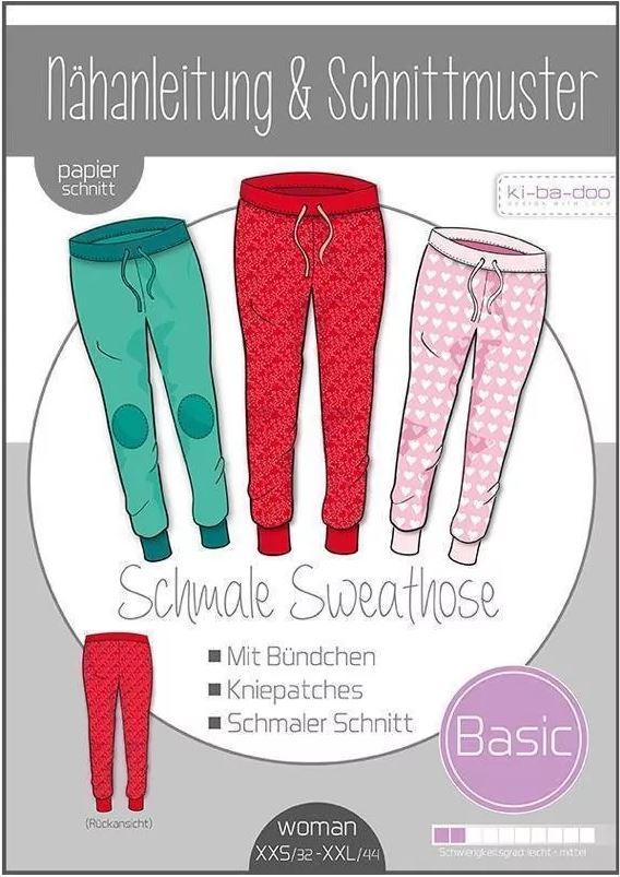 KI-BA-DOO Schmale Sweathose Damen Papierschnittmuster