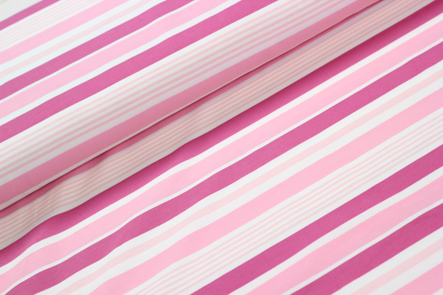 Jersey - "Different stripes" in rosa/beere| S&W Stoffe designed by Petra Laitner