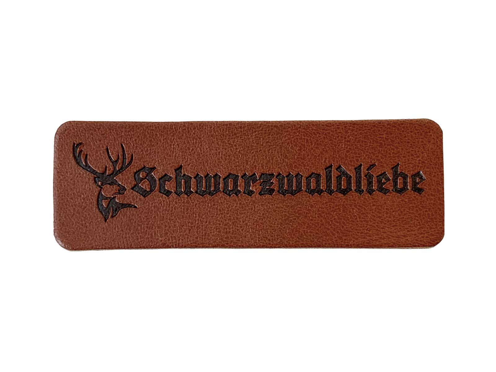 Label aus Kunstleder - "Schwarzwaldliebe" in dunkelbraun