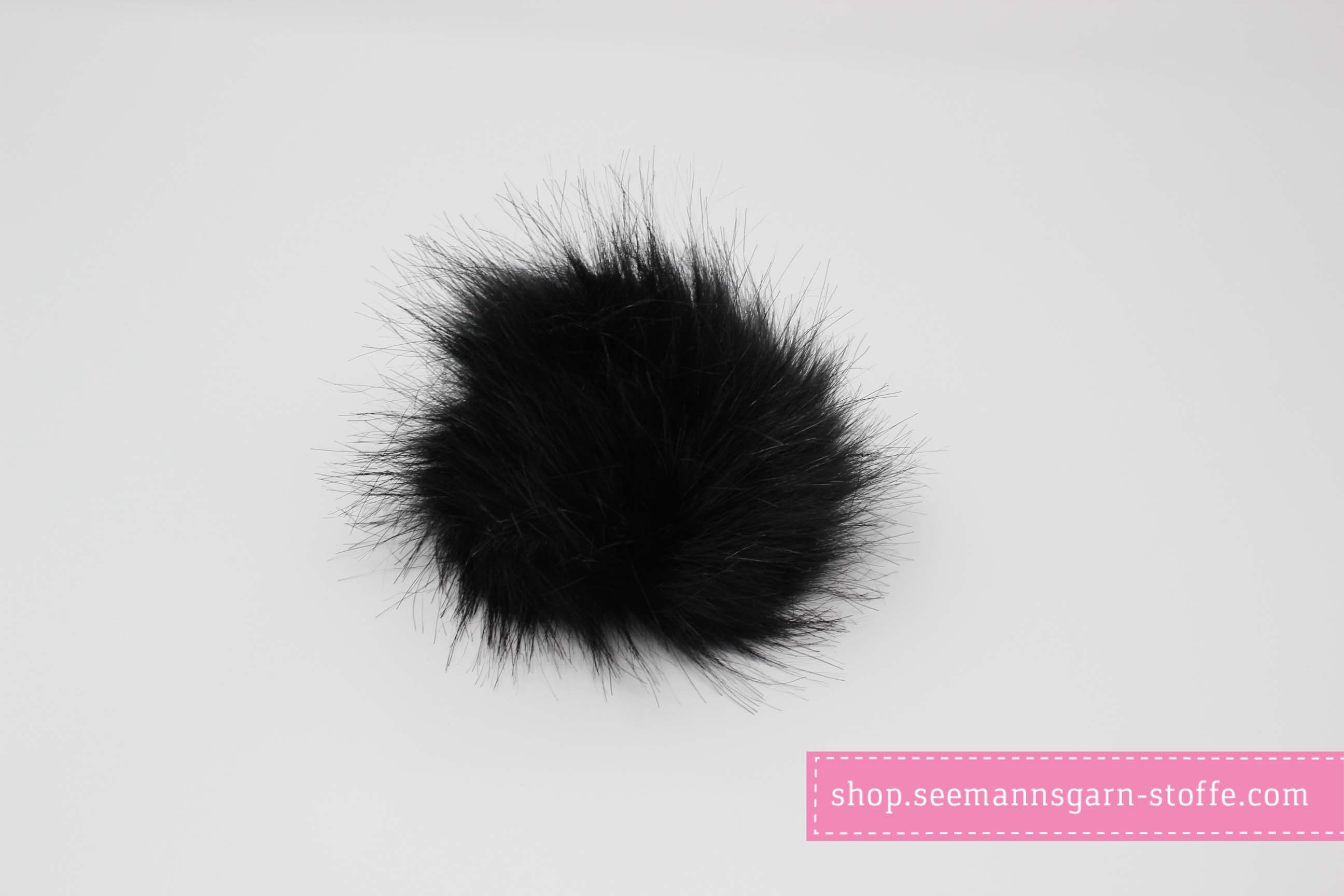 Pompom - schwarz 12 mm mit Druckknopf