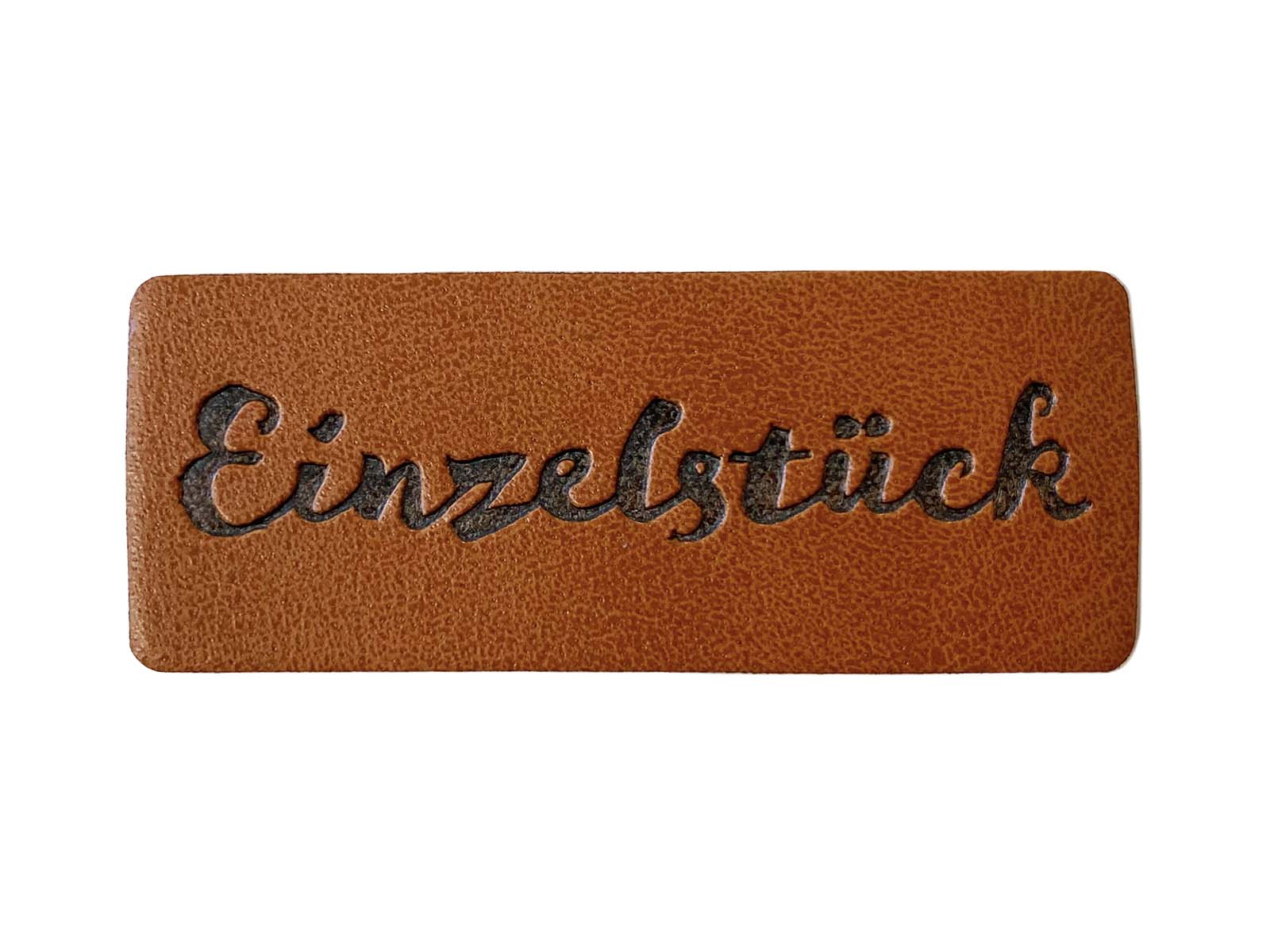 Label aus Kunstleder - "Einzelstück" in braun
