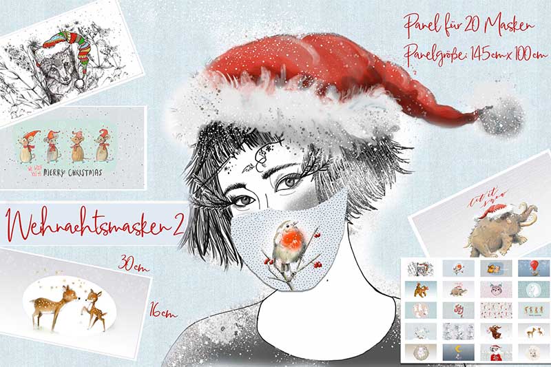Bio-Baumwolle Panele Weihnachtsmasken 2 für Gesichtsmasken von Lillestoff