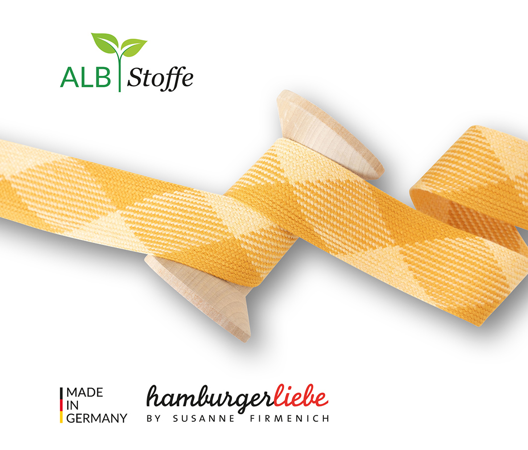 Kordeln - TWIST ME "Flat" gelb 3,5 cm  - HAMBURGER LIEBE & ALBSTOFFE