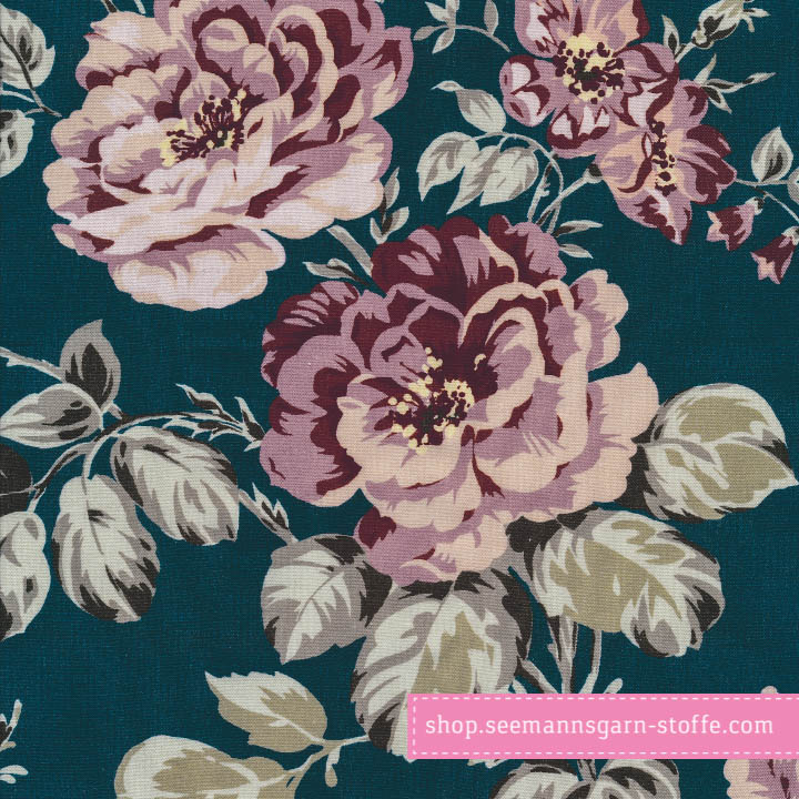 Wachstuch - Oilcloth Sophia Dusty Petrol | Au Maison