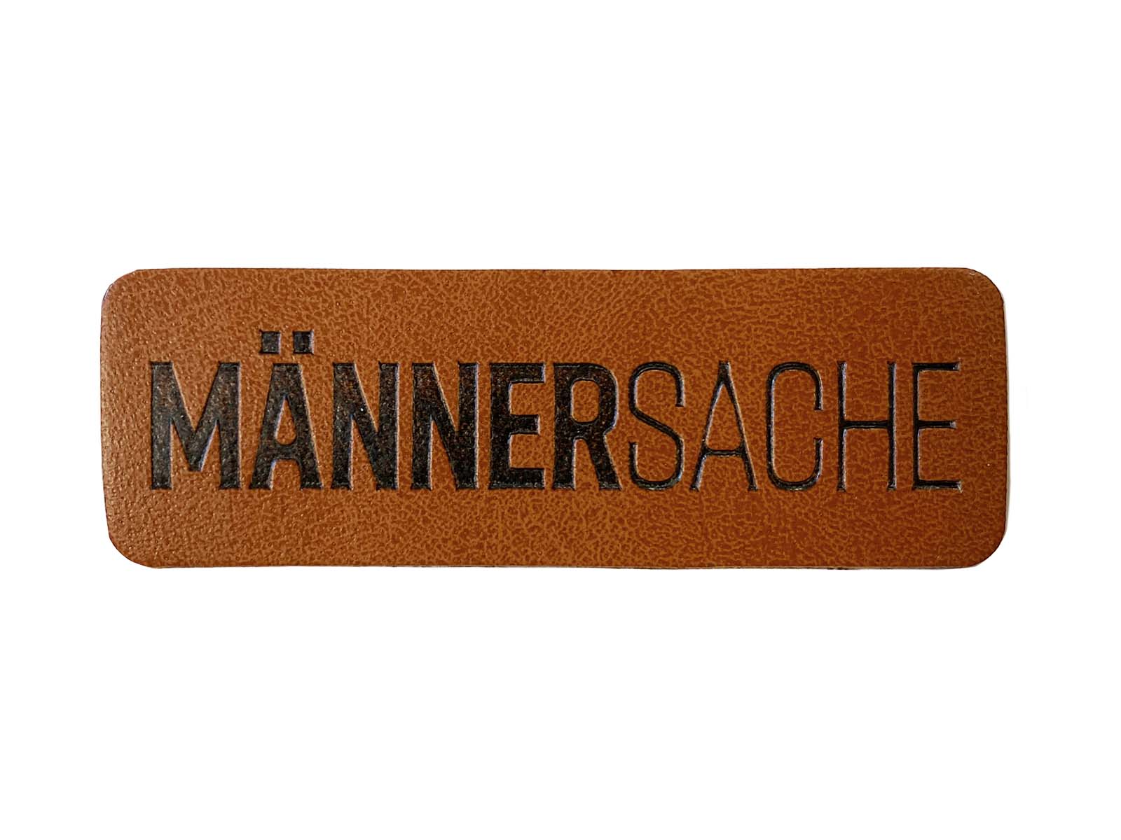 Label aus Kunstleder - "Männersache" in braun