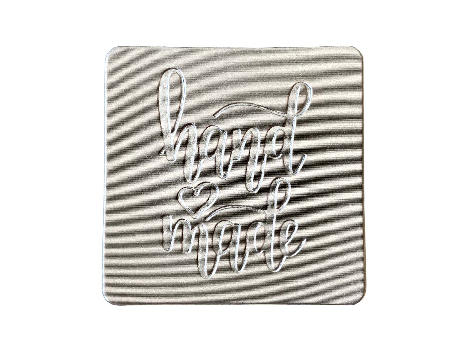 Label aus Kunstleder - "handmade" mit Herz in silber