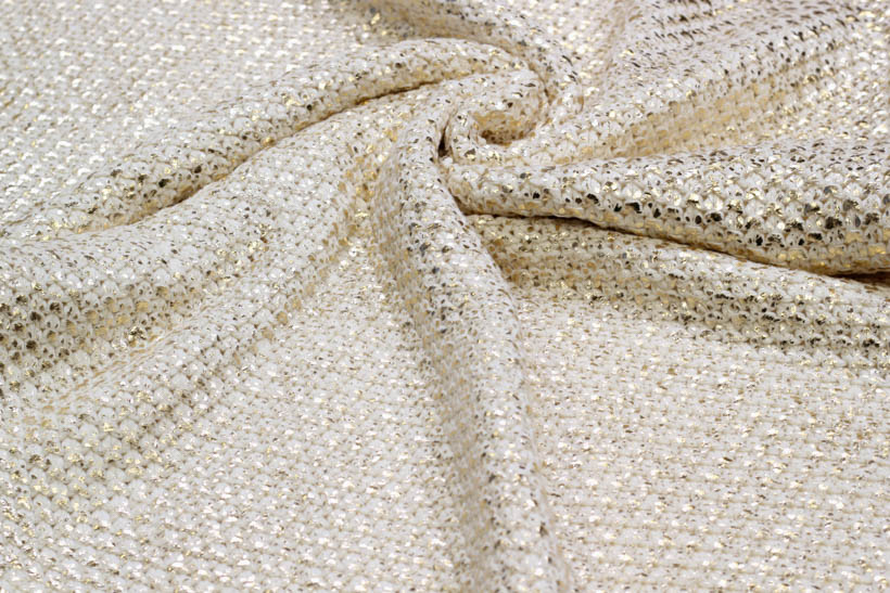 Grober Strickstoff mit Perlenmuster in gold von Frowein
