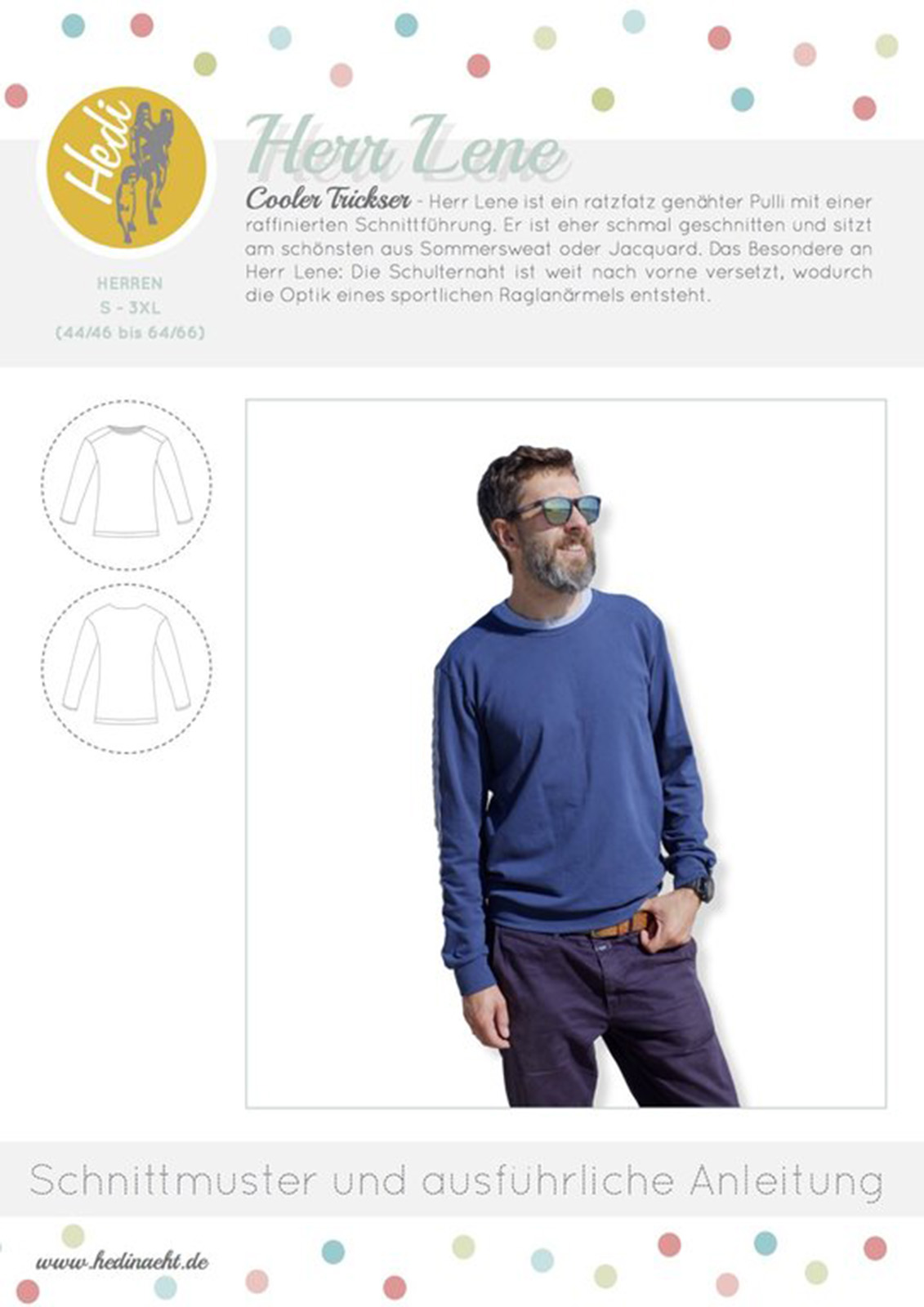 HEDI NÄHT Herr Lene Pullover Herren Papierschnittmuster