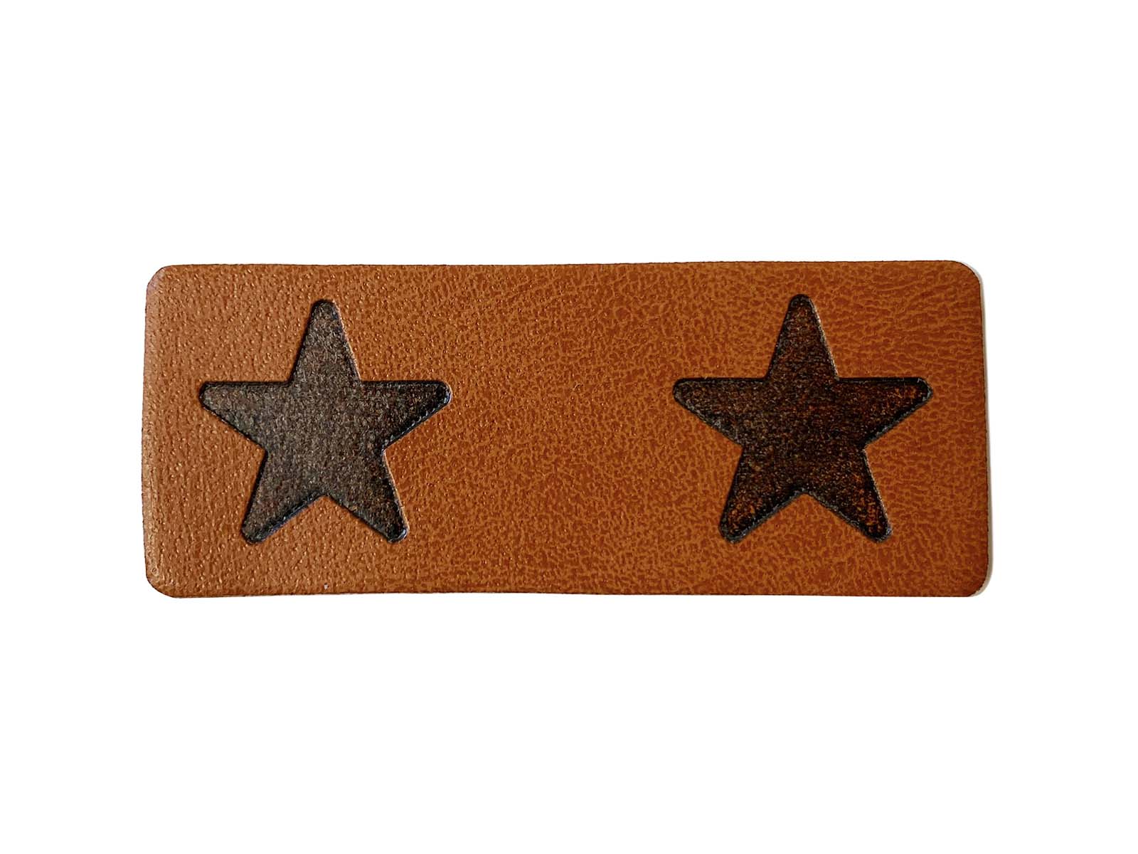 Label aus Kunstleder - Stern faltbar in braun