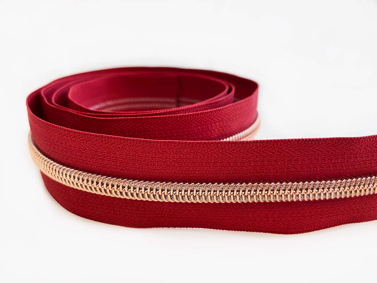 Reißverschluss in rot/rosègold - 1m - endlos 